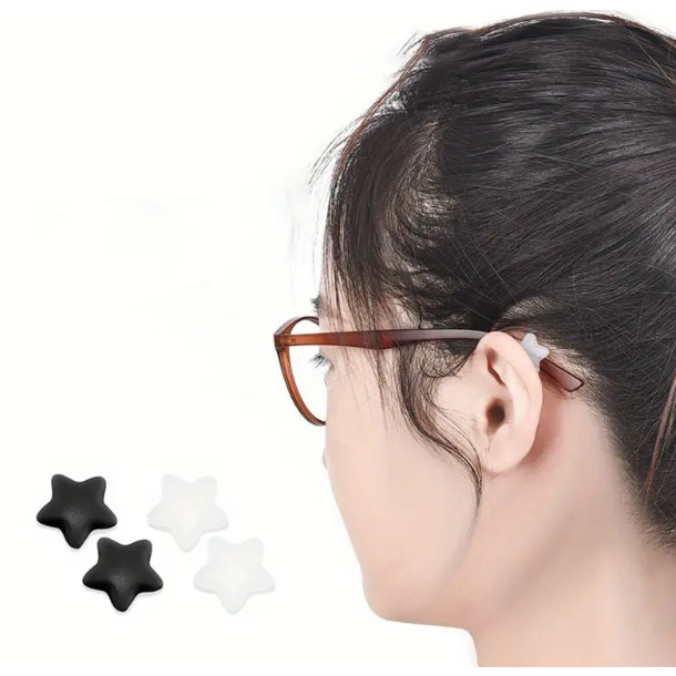 1 Par Gancho Trava óculos Silicone Flexível Moda Estrela