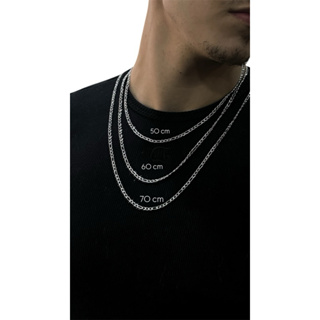 Corrente Masculina 3x1 1mm em Aço Inox PRATEADA Em Diferentes Tamanhos em Oferta na Shopee