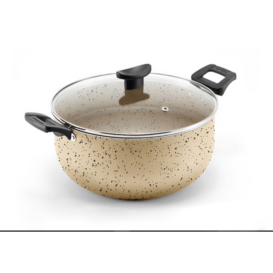 Panela grande 24cm robusta teflon antiaderente + tampa de vidro inquebrável caçarola