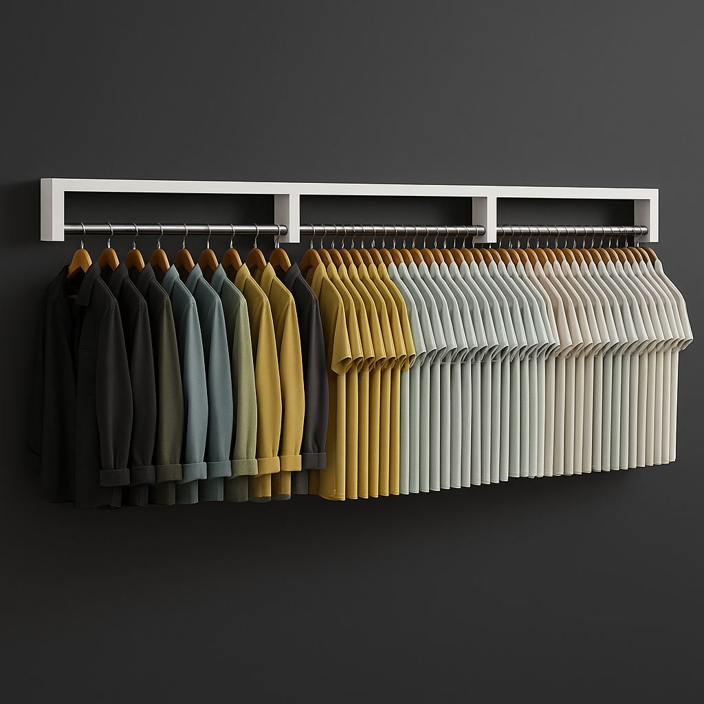 Kit de até 3 Cabideiro de Parede Closet Arara de Roupas Quarto MDF Branco 60 CM