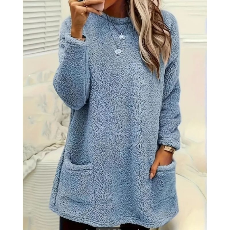 Blusa Feminina Inverno – Quentinha, com Bolsos e Mangas Fofas em Oferta na Shopee