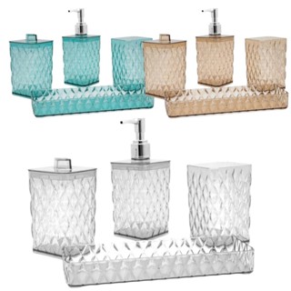 Kit De Banheiro Acrílico Glamour Premium C/ 4 Peças Multiuso em Oferta na Shopee