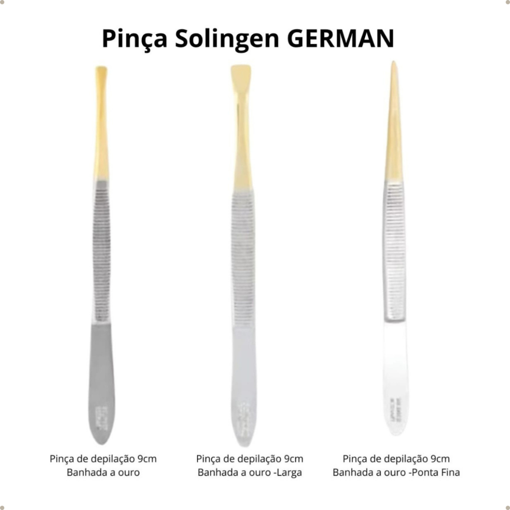 Kit 3 Pinça Edel Solingen 9cm Ponta Reta + Ponta Larga +Ponta Fina Profissional