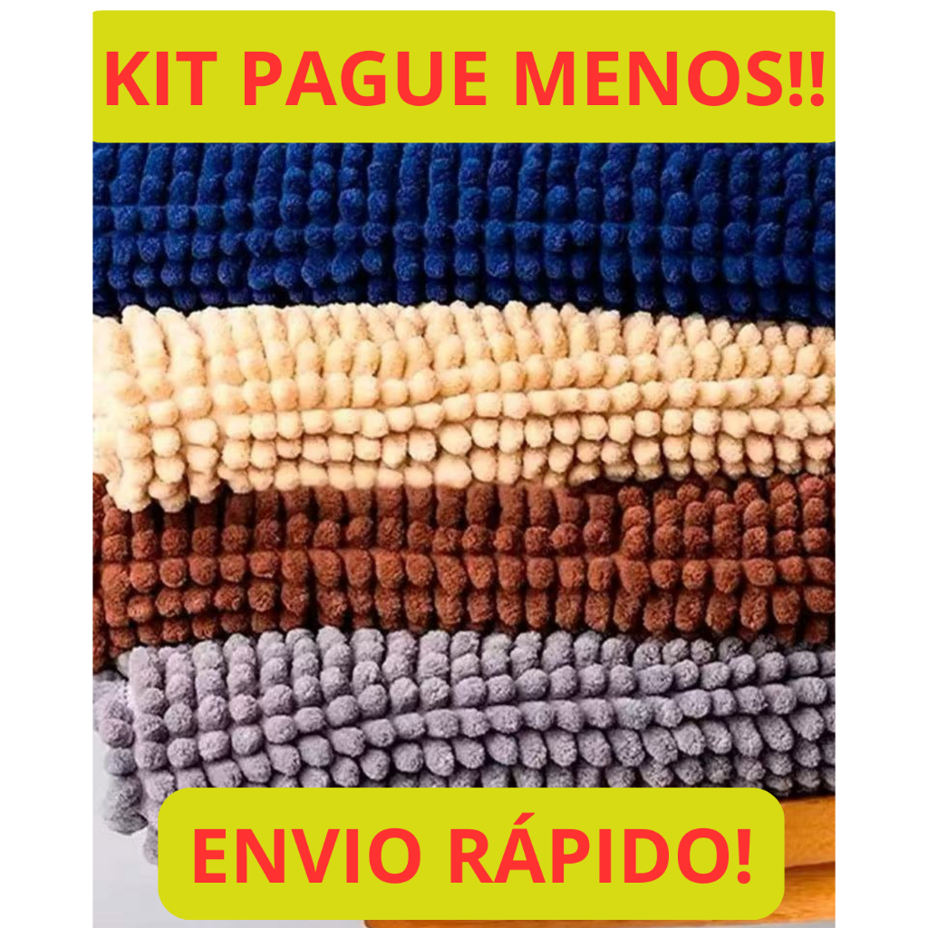 Kit 2/4/6 Tapete Banheiro 40x60 Antiderrapante Bolinha Microfibra Macarrão Luxo Várias Cores