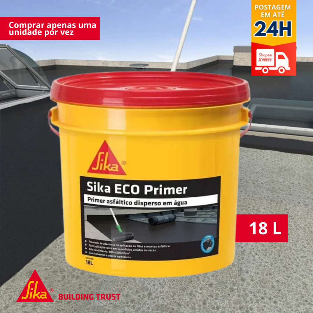 Sika Eco Primer Manta Asfáltica Impermeabilização Balde 18L - SIKA em Oferta na Shopee