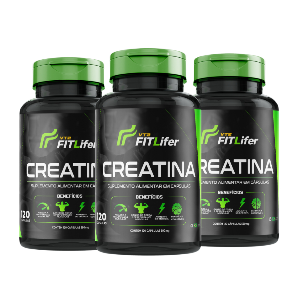 Creatina 120 CÁPSULAS | 590mg - Suplemento Alimentar Fit Lifer
