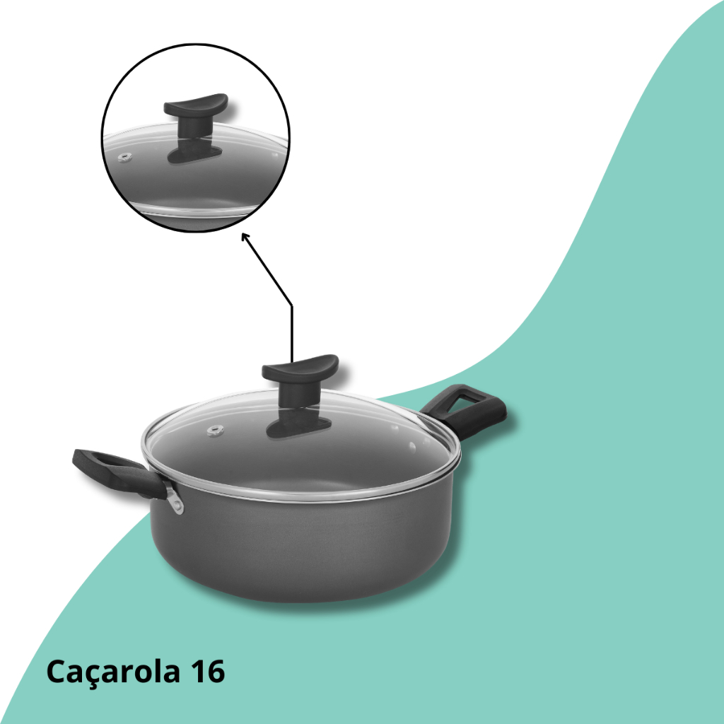 Jogo De Panelas Caçarolas Antiaderente Grafite Fort-lar - Escolha o Tamanho - H — imagem 2 de 2