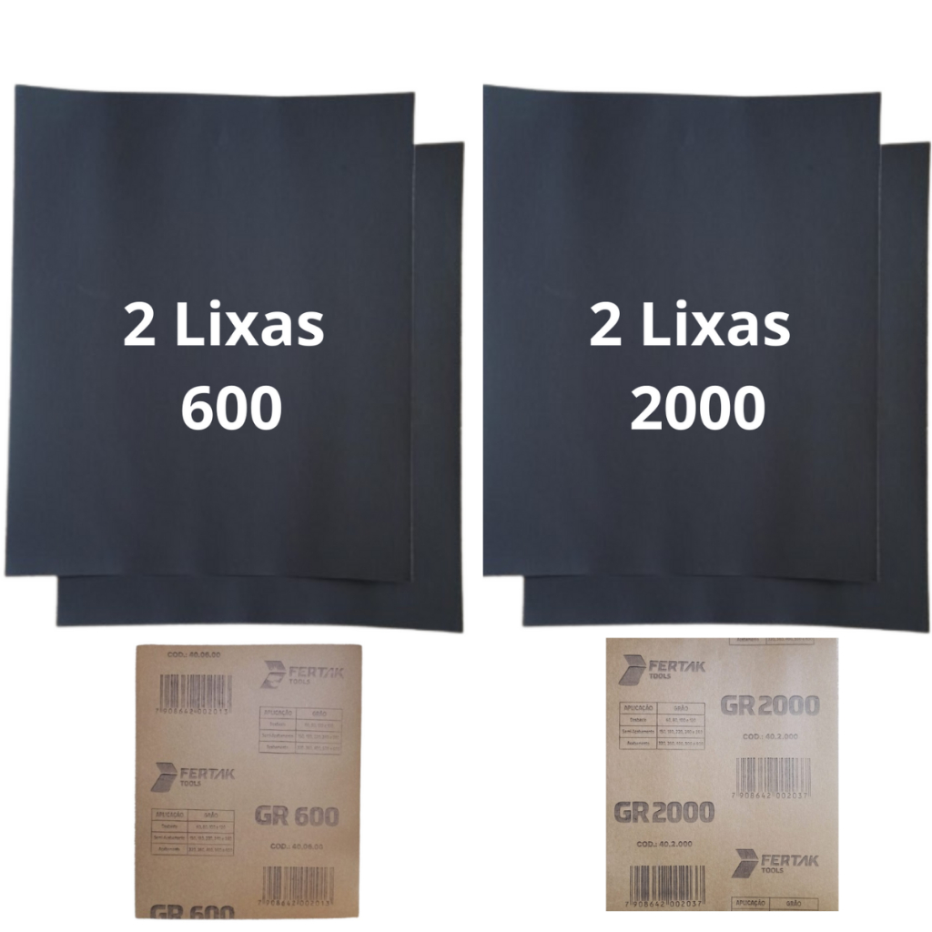 Lixa 2000 + 600 Kit 2 de cada D'água Grão Polimento Lixamento Acabamento Folhas Superfície Plásticos