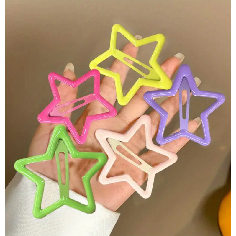 6pcs Presilhas de Cabelo Estrela Vazadas Grandes 5cm  Para Domar Cabelos Rebeldes Franjas em Oferta na Shopee
