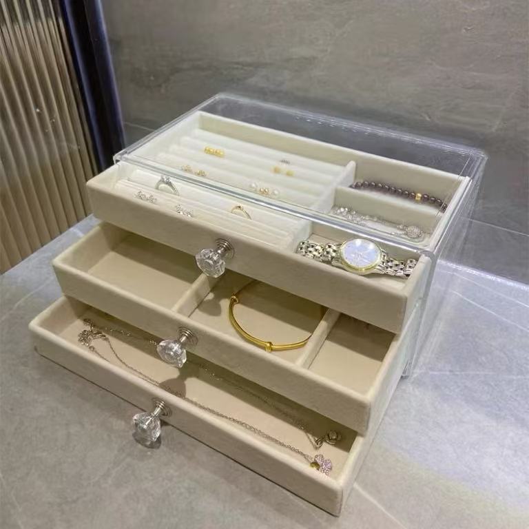 Caixa/Estojo De Armazenamento De Jóias/Joias/Colares/Anéis/Flanela De Três Camadas/3