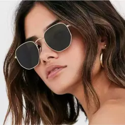Óculos De Sol Hexagonal Unissex Proteção UV400
