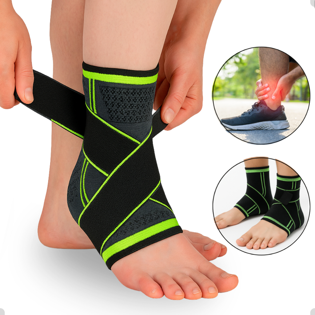 Tornozeleira Compressão Ortopédica Ajustável Elástica Estabilizadora de Proteção Alívio de Dor