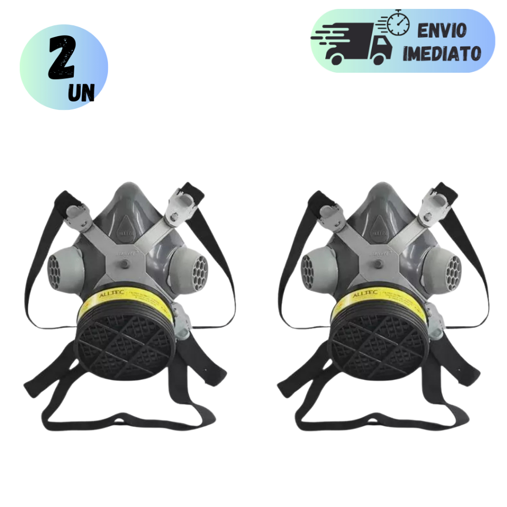 KIT 1/2 MASCARA RESPIRADOR ALLTEC 2001 COM 2 CARTUCHOS QUÍMICA VO + GA FILTRO POEIRA TINTA PÓ GASES em Oferta na Shopee