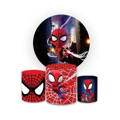 Kit Capa Painel Sublimado Redondo + Trio De Capas Cilindro Tema Homem AArana Filme Menino Aranha