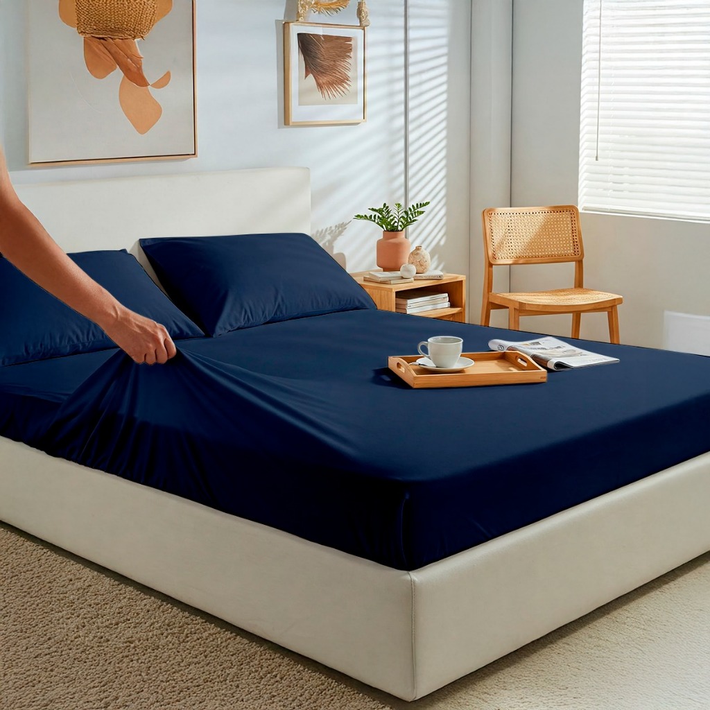 Lençol 400 Fios Percal Jogo de Cama Com Elástico 2 e 3 Peças