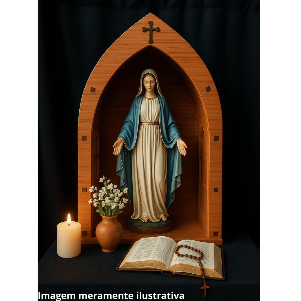 Capela Decoração Oratório em MDF Fé Devoção em Casa Linda Capela Nossa Senhora Santos