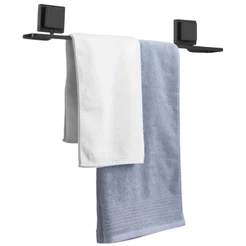 Suporte Porta Toalha Toalheiro De Banho Banheiro Sem Furos 3m Preto Arthi