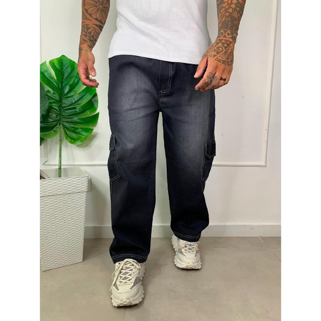 Calça Cargo Jeans com lavagens Unissex – Moda Streetwear, Estilo Casual, Bolsos Práticos e Conforto