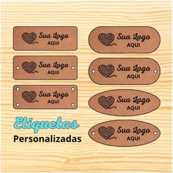 Kit 30 Etiqueta Couro Sintético Personalizadas