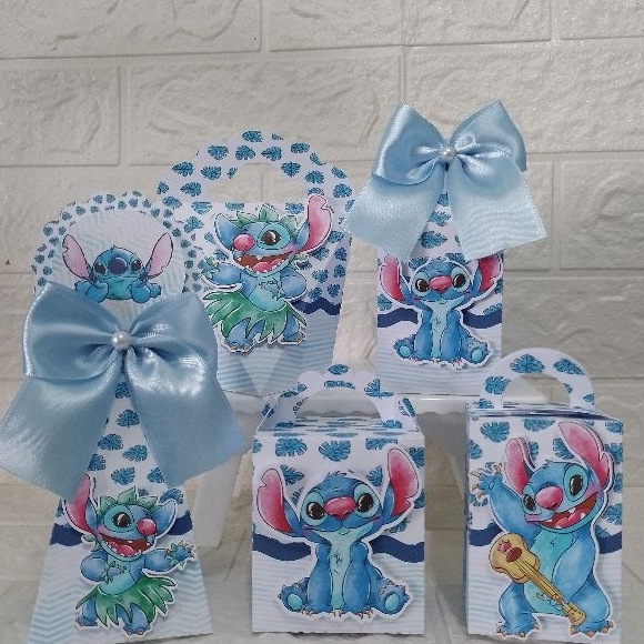 Kit Personalizados  Stitch para menino azul  / Mimos de Aniversário Lembrancinhas Caixinhas Personalizadas