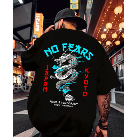 Camiseta Masculina Streetwear Básica Lançamento Premium Estampa Dragão