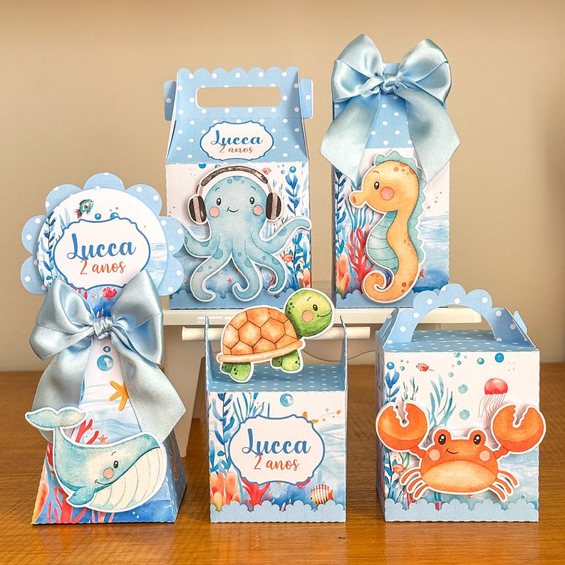 Kit Festa Personalizados Fundo do Mar Menino | Lembrancinhas Caixinhas para festa - PEGUE E MONTE em Oferta na Shopee