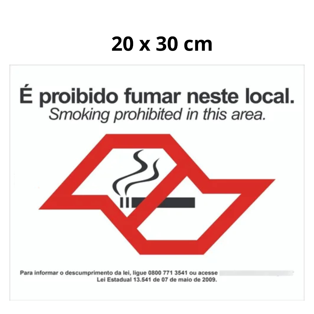 Placa Proibido Fumar Neste Local Sp Lei Nº 13541 20x30 Estabelecimento Utilidades