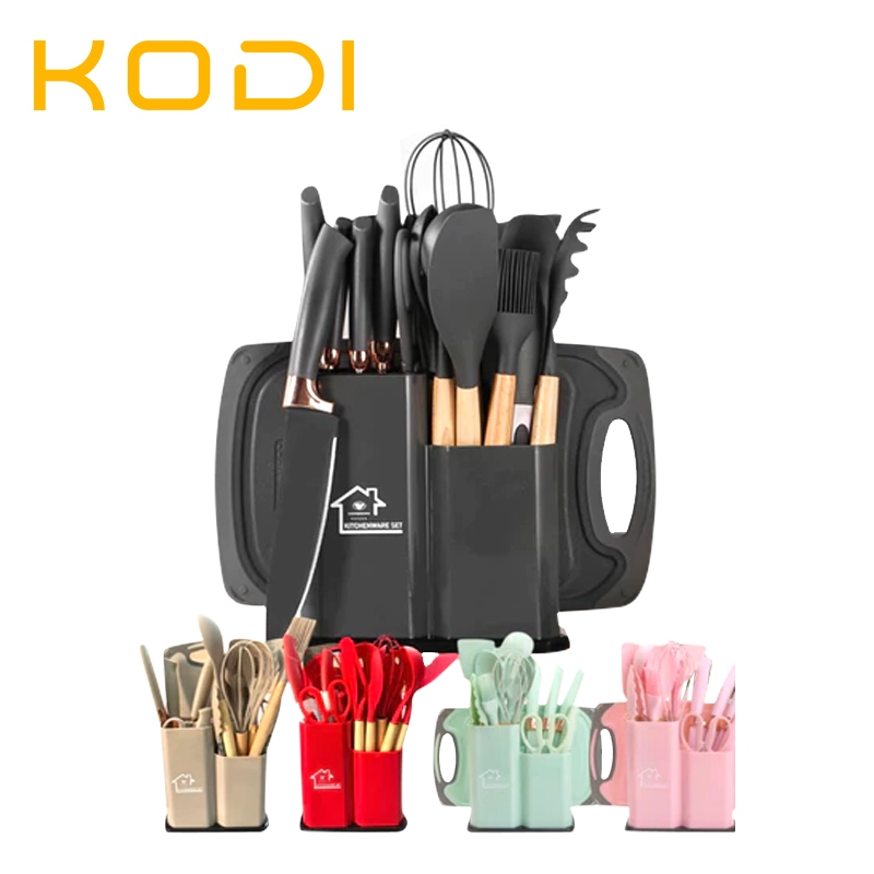 Kit Conjunto 19Pçs De Utensílios Facas Silicone Cozinha Jogo Completo Batedeira Colher Pegador-R9 em Oferta na Shopee