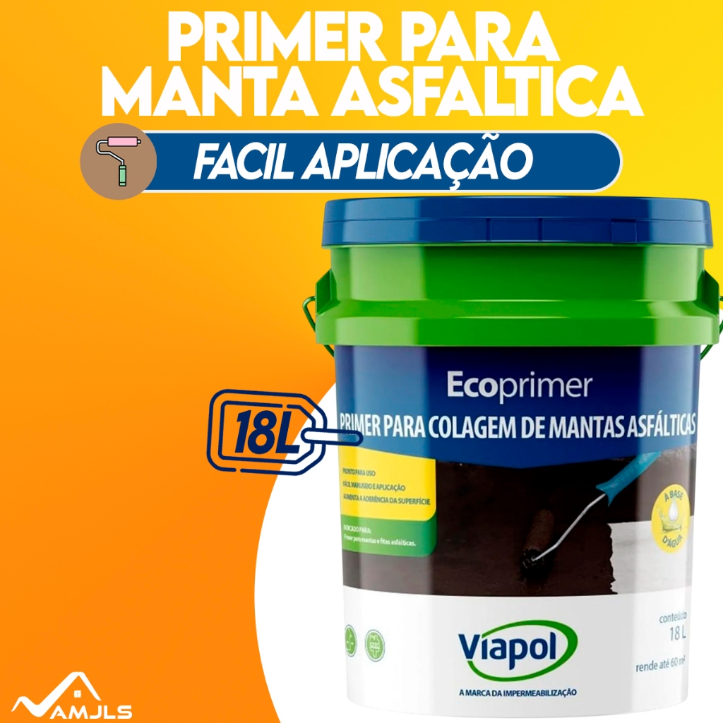 Primer Para Manta e Fita Asfáltica Marrom 18 Litros - Viapol