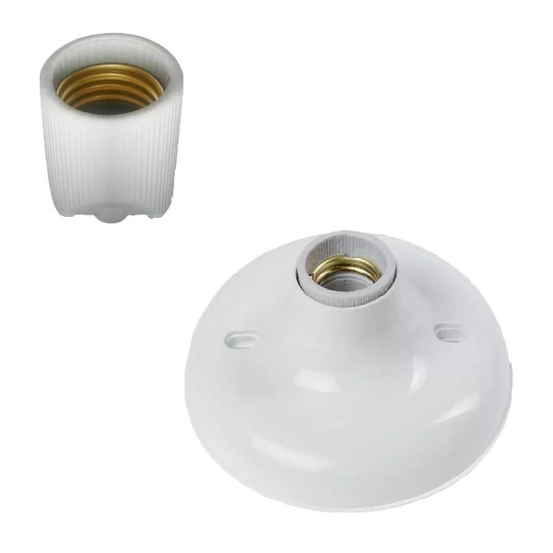 Plafon Branco p/ Lâmpada Soquete E-27 de Porcelana Paflon Led Incandescente Cozinha Copa Quarto Apartamento Iluminação