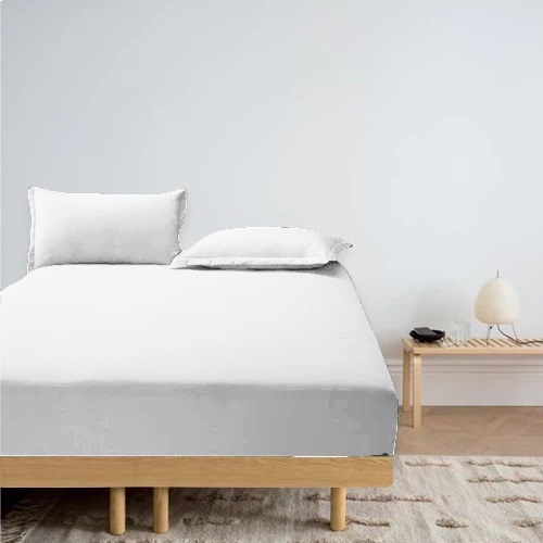 Kit Lençol Cama Casal Padrão Com Elástico E Fronhas 3 Peças Branco Micropercal Premium