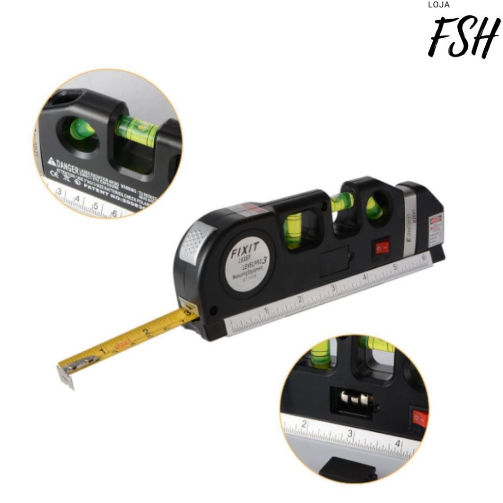 Nível Laser Trena Profissional Level Pro3 Estágios Nivelador - FSH LOJA