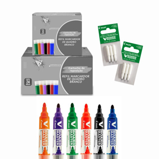 Kit 6 Pinceis Para Quadro Branco Pilot + 36 Cargas+ 6 Pontas em Oferta na Shopee