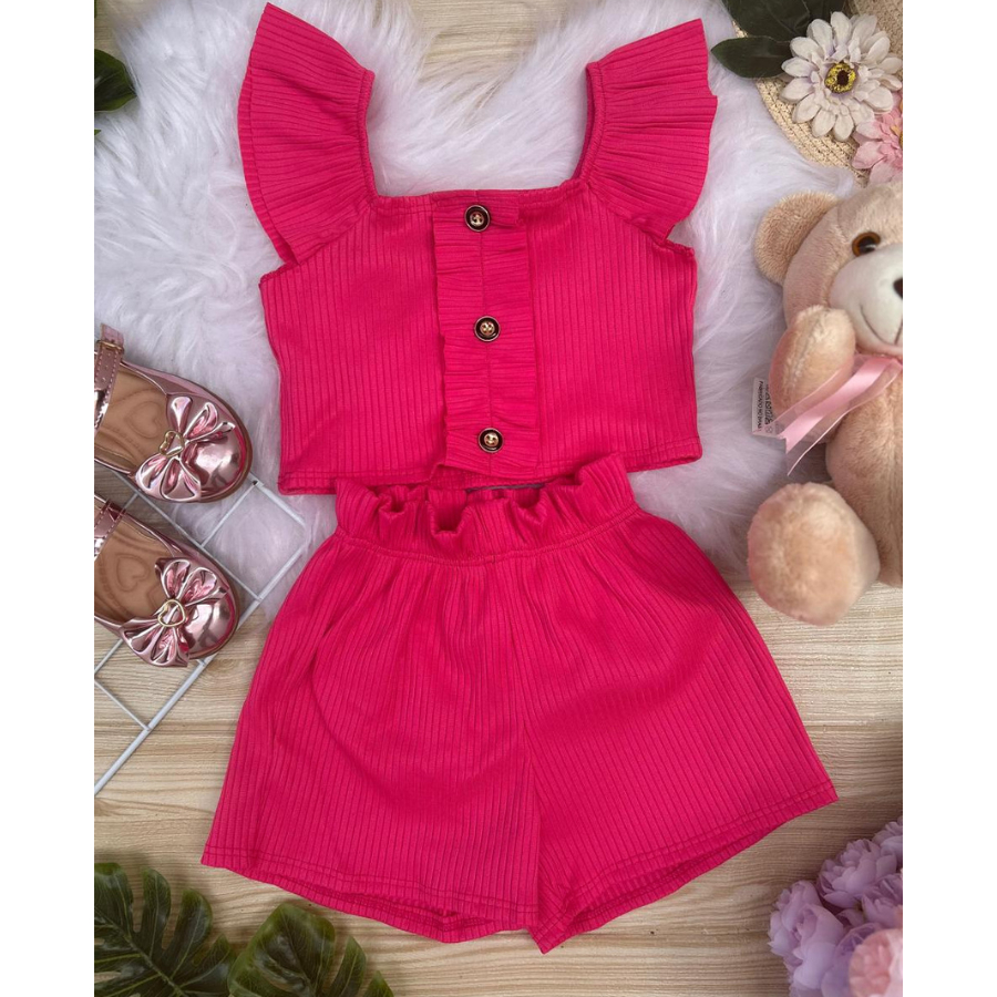 Conjunto infantil Menina Juvenil Shorts e blusa cropped conjunto menina Regata Blogueira dia a dia