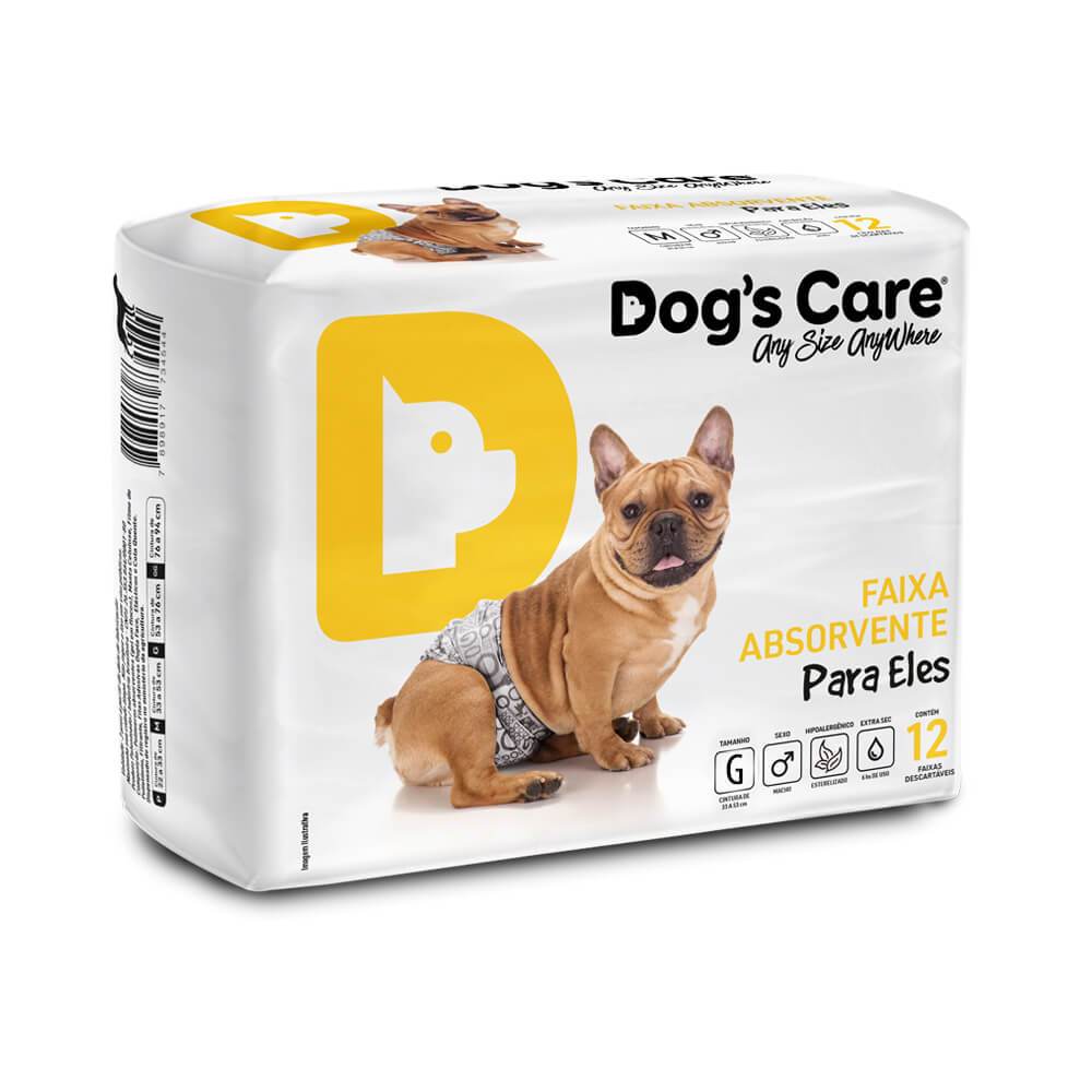 Fralda Absorvente Higiênica Descartável Dogs Care P/ Cães Cachorros Machos C/ 12 Unidades Tam G/M/P