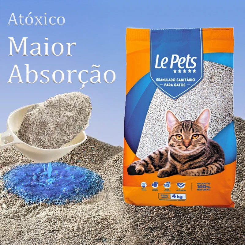 Areia Higiênica Granulada Sanitária Pra Gatos  4KG / Le Pets em Oferta na Shopee