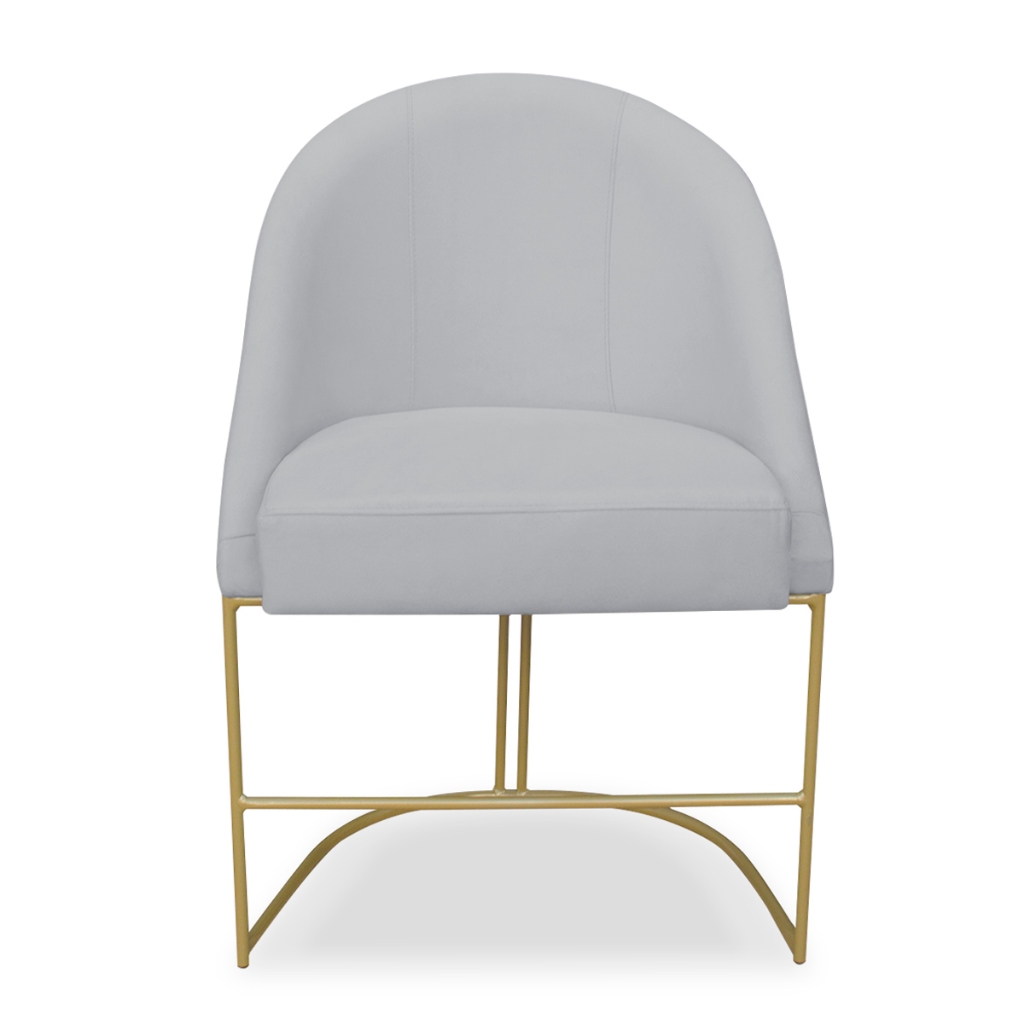 Cadeira Poltrona Lua Veludo Base de Ferro Dourado Mesa de Jantar
