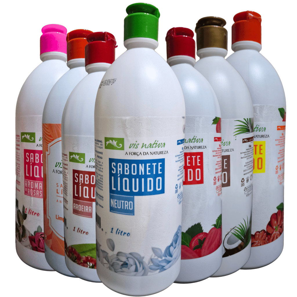 Sabonete Líquido Vis Nativa 1L – Aroeira, Morango, Coco, Pitanga, Rosas ou Neutro - Antisséptico