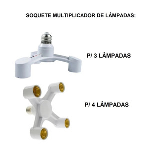 Kits Soquete Multiplicador De Lâmpada 1 p/2, 3 e 4 Lâmpadas E27  Plafon Led Iluminação Adaptador 2 Cabeças