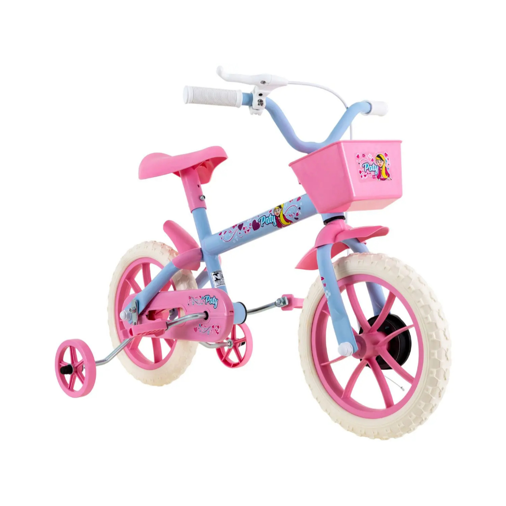 Bicicleta Infantil Aro 12 Verden Bikes Paty - Azul Bebê e Rosa com Rodinhas