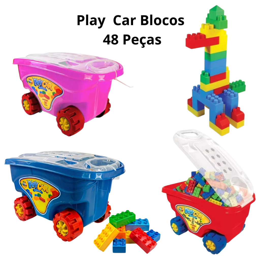 Blocos De Montar  Carrinho Carriola Brinquedo Lego Infantil Com 48 Peças - Praia