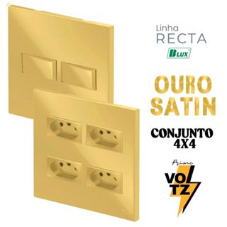 Conjunto Tomada Dourada Ouro Nobre 4x4 10a 20a Interruptor Simples Paralelo Recta Satin Fosco BLUX em Oferta na Shopee