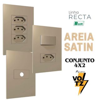 Conjunto Tecla Areia 4x2  Tomada 10a 20a Interruptor Duplo Simples Paralelo Recta Areia Satin Fosco BLUX em Oferta na Shopee