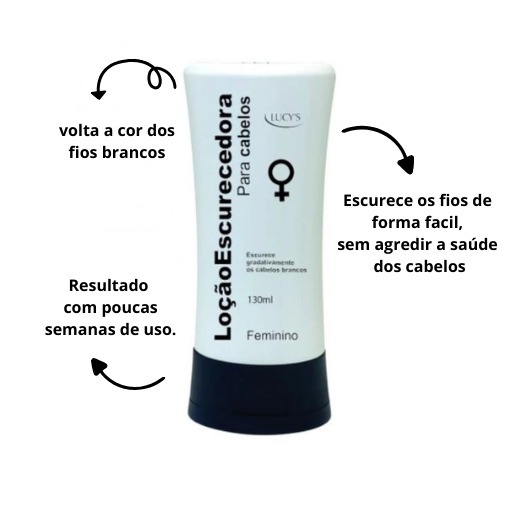 Loção Escurecedora de Cabelos Femininos - Devolve a Cor Natural dos Cabelos - Lucy´s 125ml