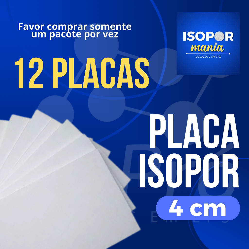 Kit 12 Placas Isopor Acústico Antichamas Espessura 40mm ( 4cm ) 12 Unidades 100x50x4cm