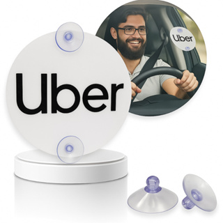 Placa Identificação Motorista Aplicativo Acrílico Escrita Alto Relevo Ventosa Luxo Uber em Oferta na Shopee