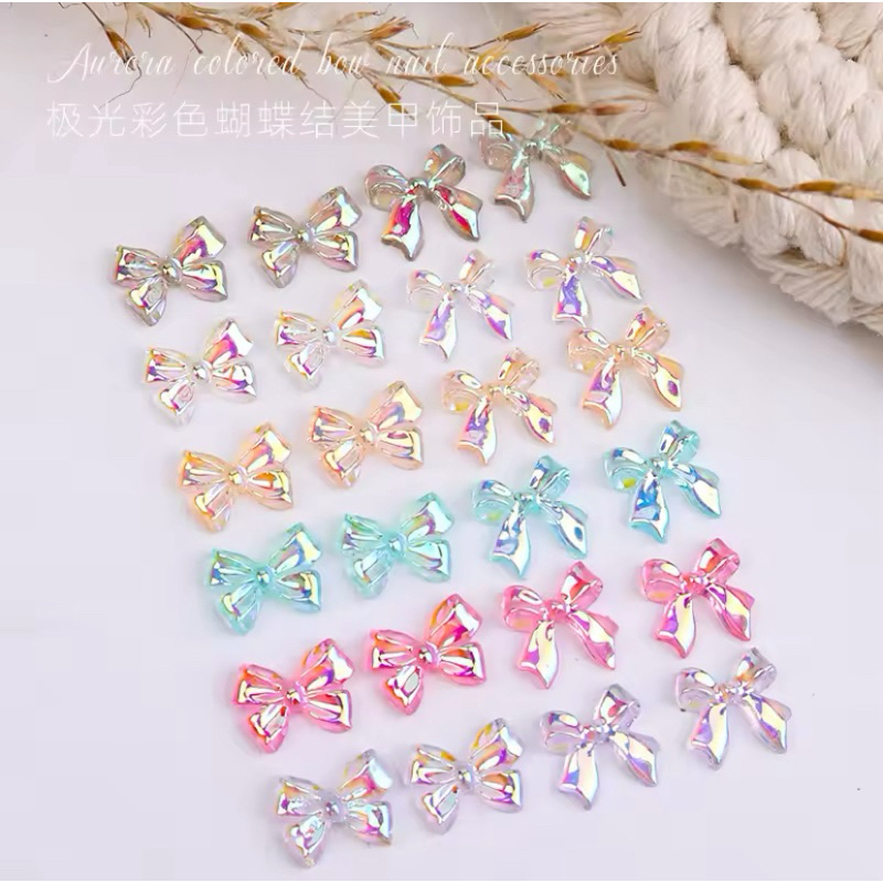 kit Laços fofos Apliques De Resina Para Decoração De Unhas laços Ou Artesanato Cintilante DIY 20pçs