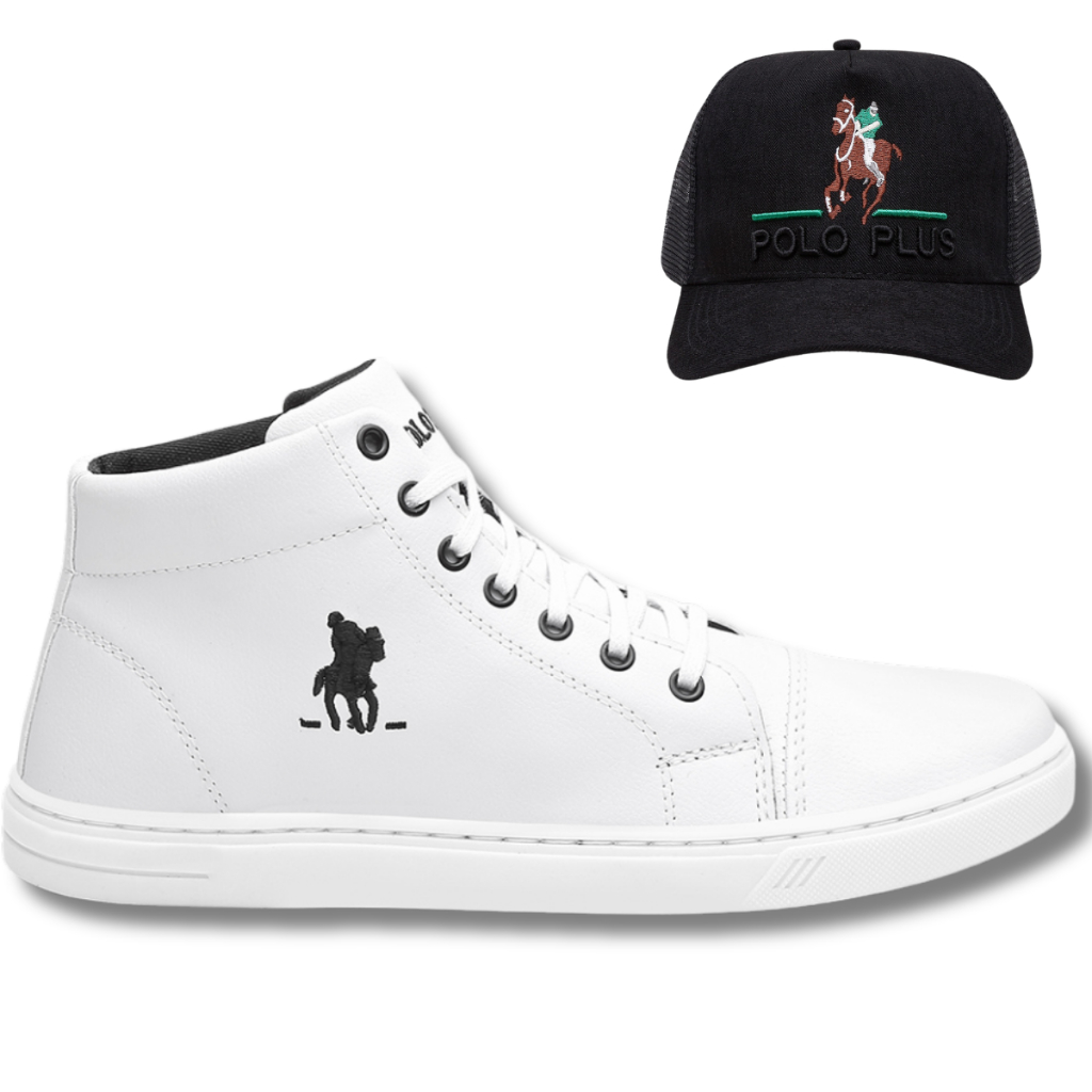 Kit Tênis Cano Medio Masculino + Boné.