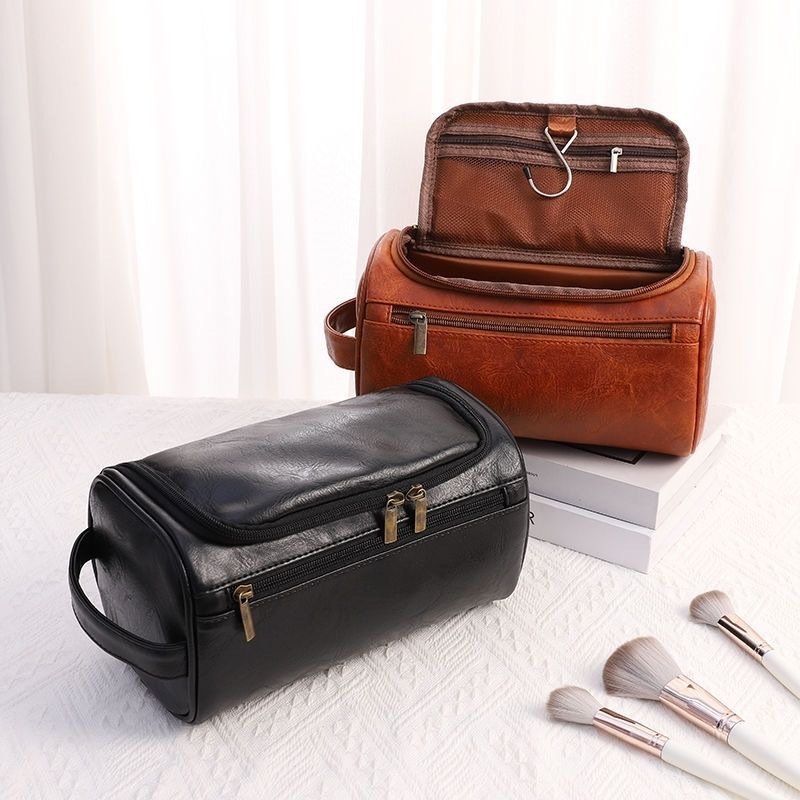 Bolsa de Higiene Pessoal Necessárie Viagem Vintage em Couro Masculina Feminina