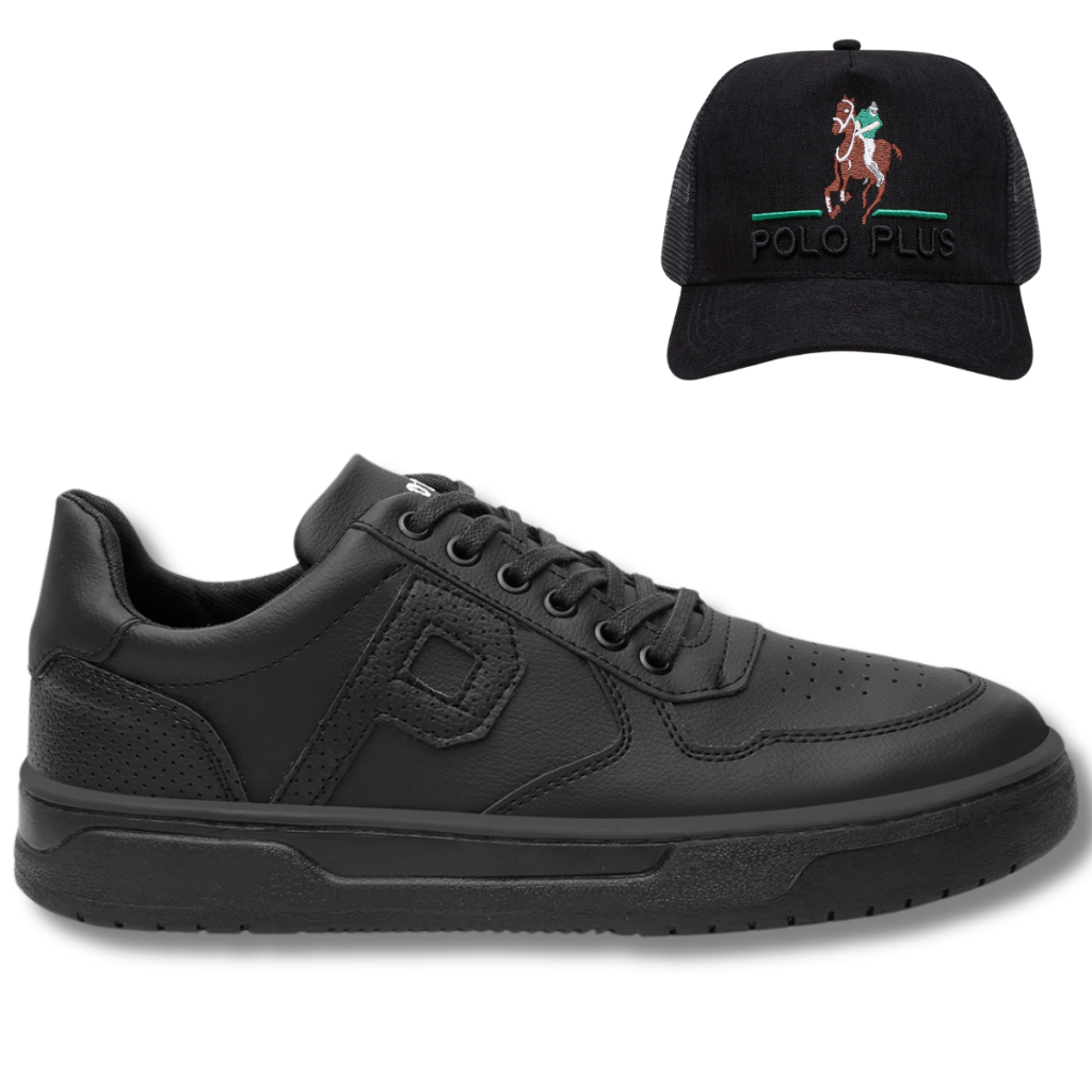 Kit Tênis + Boné Polo Plus Masculino Promoção Barato Versátil